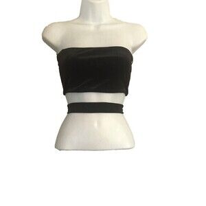 NWT Tiger Mist‎ Black Cropped Top Size L Velvety Soft with Zipper Back